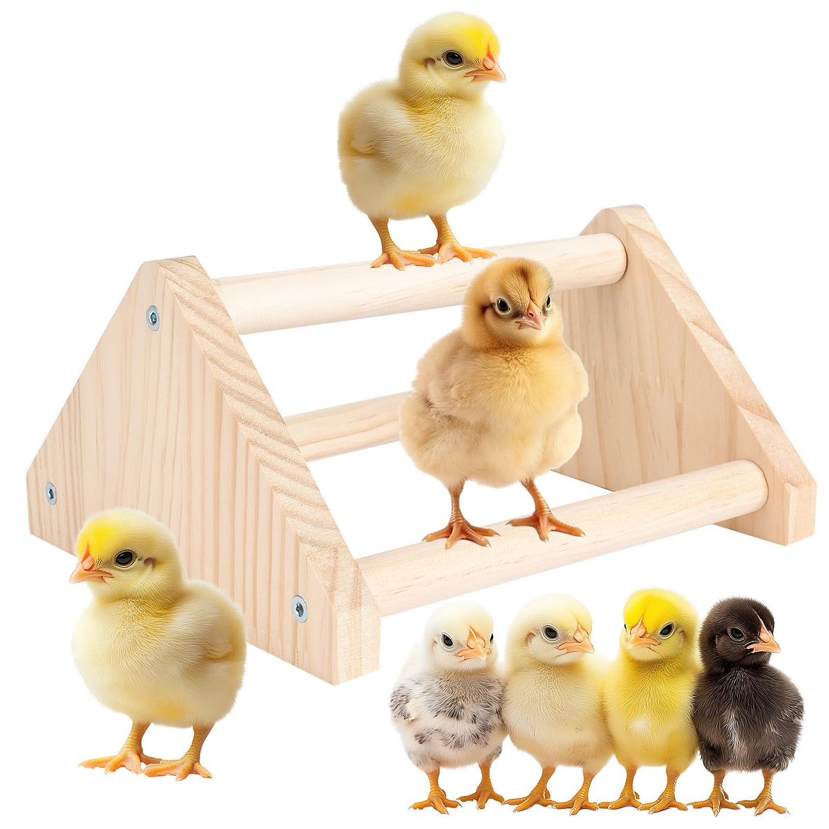Bneykrir percha para pollos, madera de pino natural, ideal para descansar y ejercitarse.