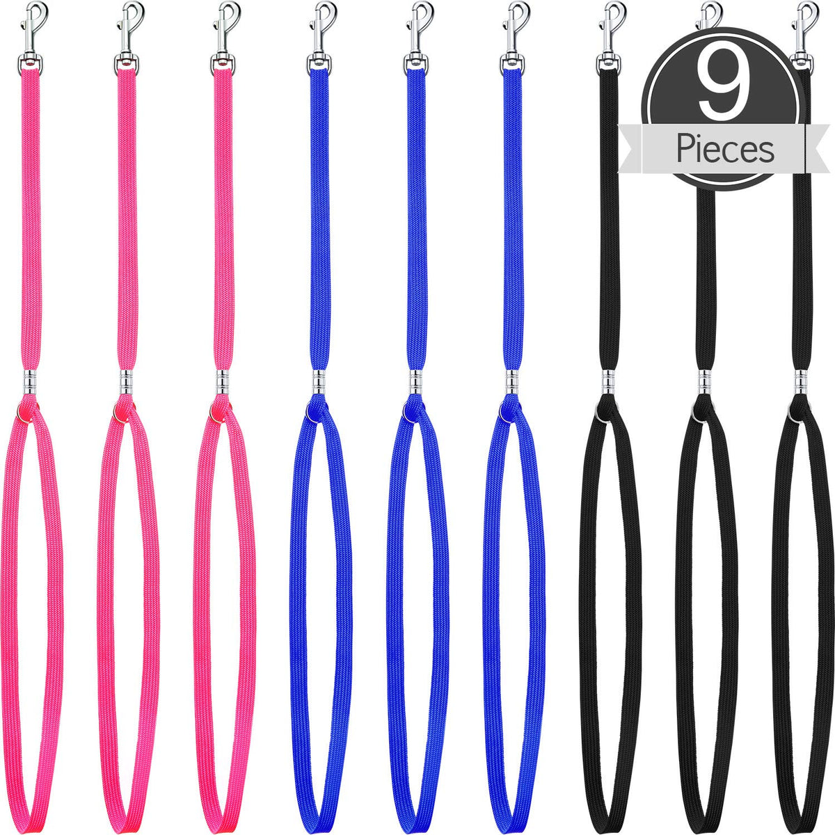 Boao conjunto de 9 anillos de grooming en nylon para mascotas, ideal para sesiones de grooming.
