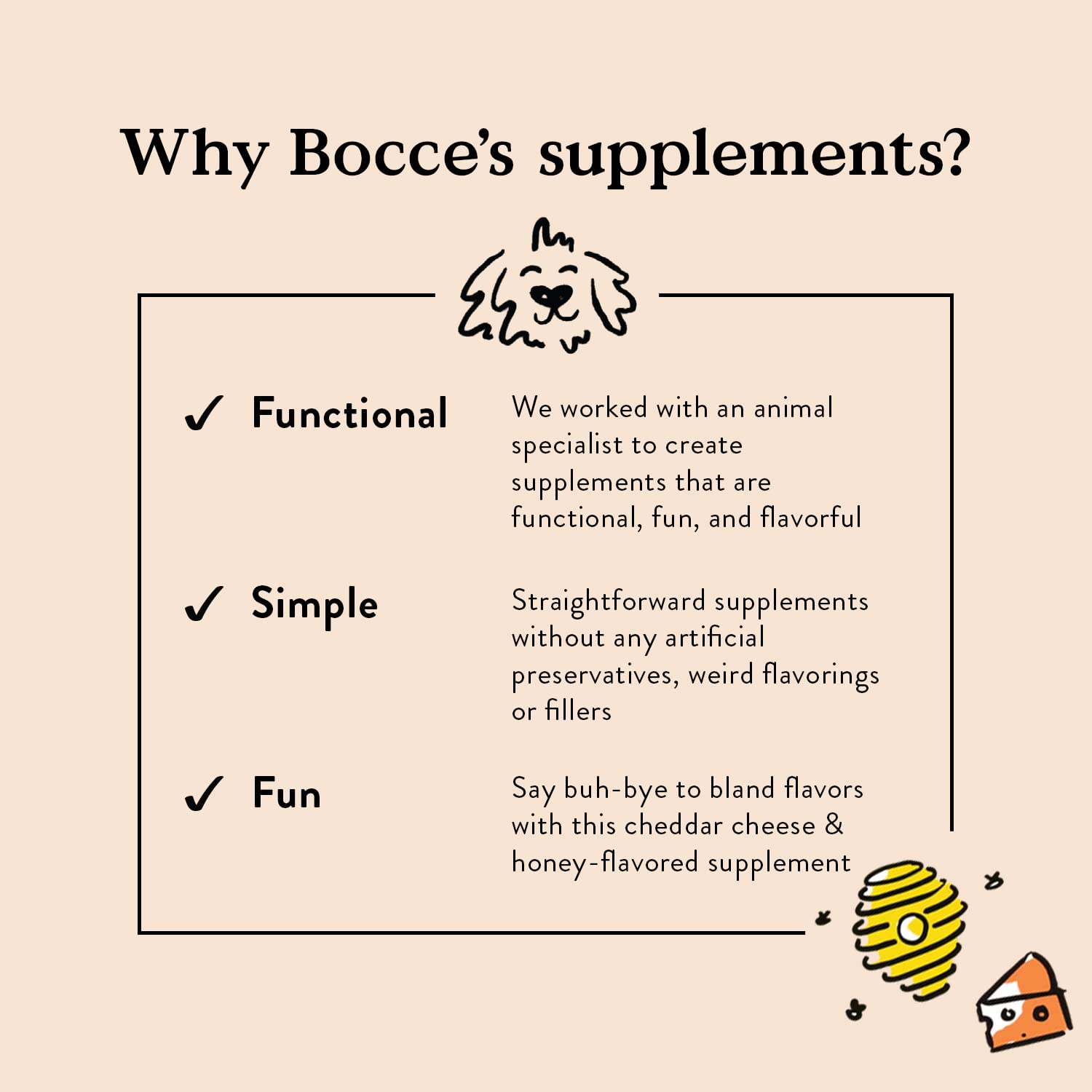 Cuidado de articulaciones y movilidad diaria con Bocce's Bakery.