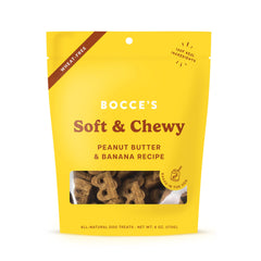 Galletas suaves Bocce's Bakery PB Banana para perros, ideales para mordidas suaves y dientes sensibles.