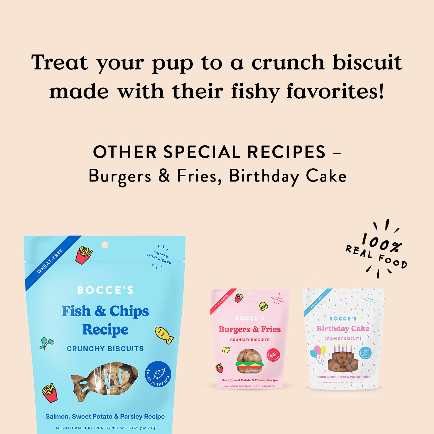 Bocce's Bakery horneados en EE. UU., galletas naturales para perros