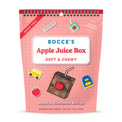 Galletas Bocce's Bakery para perros en caja de jugo de manzana, listas para llevar