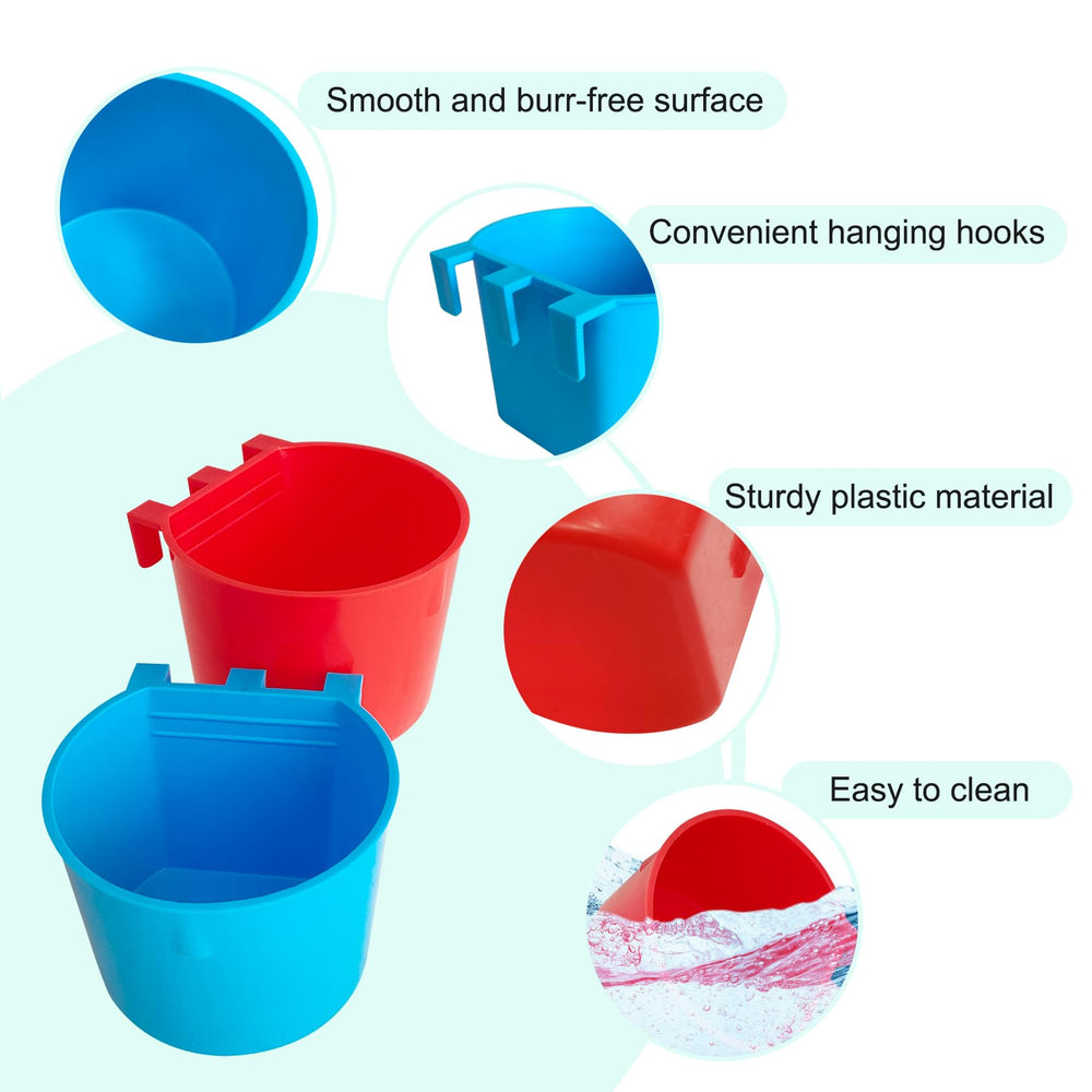 Bonchoice tazas de jaula para aves en rojo, diferenciación clara entre alimentos y agua