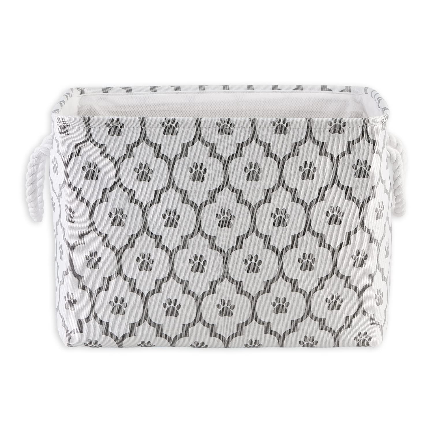Bone Dry cesto rectangular mediano blanco gris, fácil de transportar con asas.