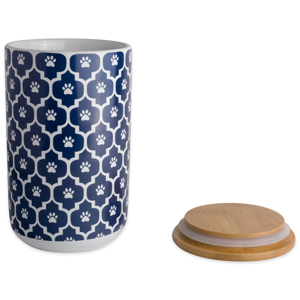 Bone Dry Lattice canister para golosinas de mascotas en azul náutico.