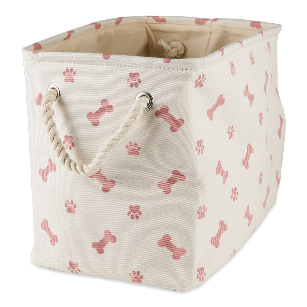 Bone Dry almacén para mascotas con huellas y hueso en rosa, práctico para juguetes y premios