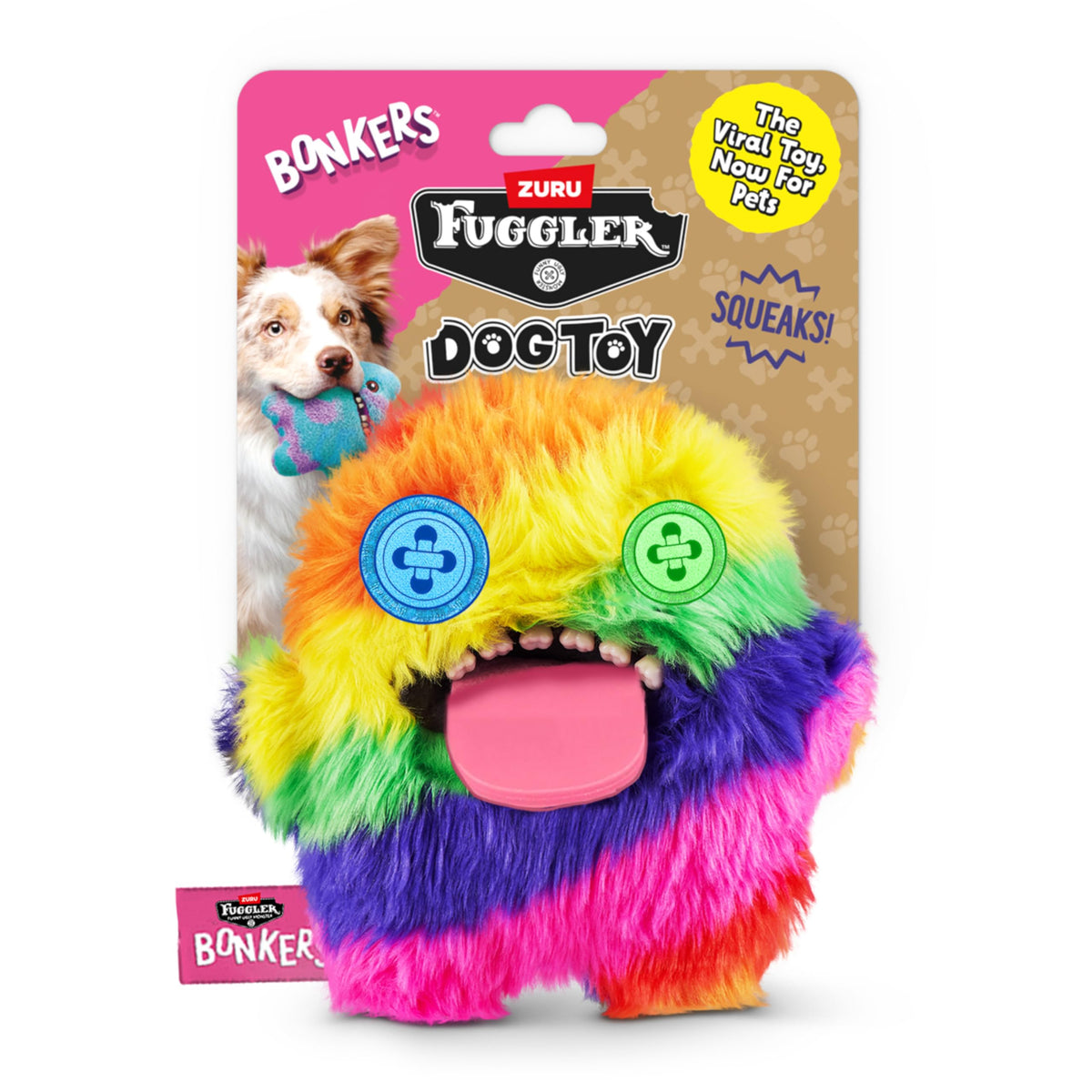 Bonkers Fuggler Oogah Boogah, peluche con sonido, ideal para juego diario y estimulación.
