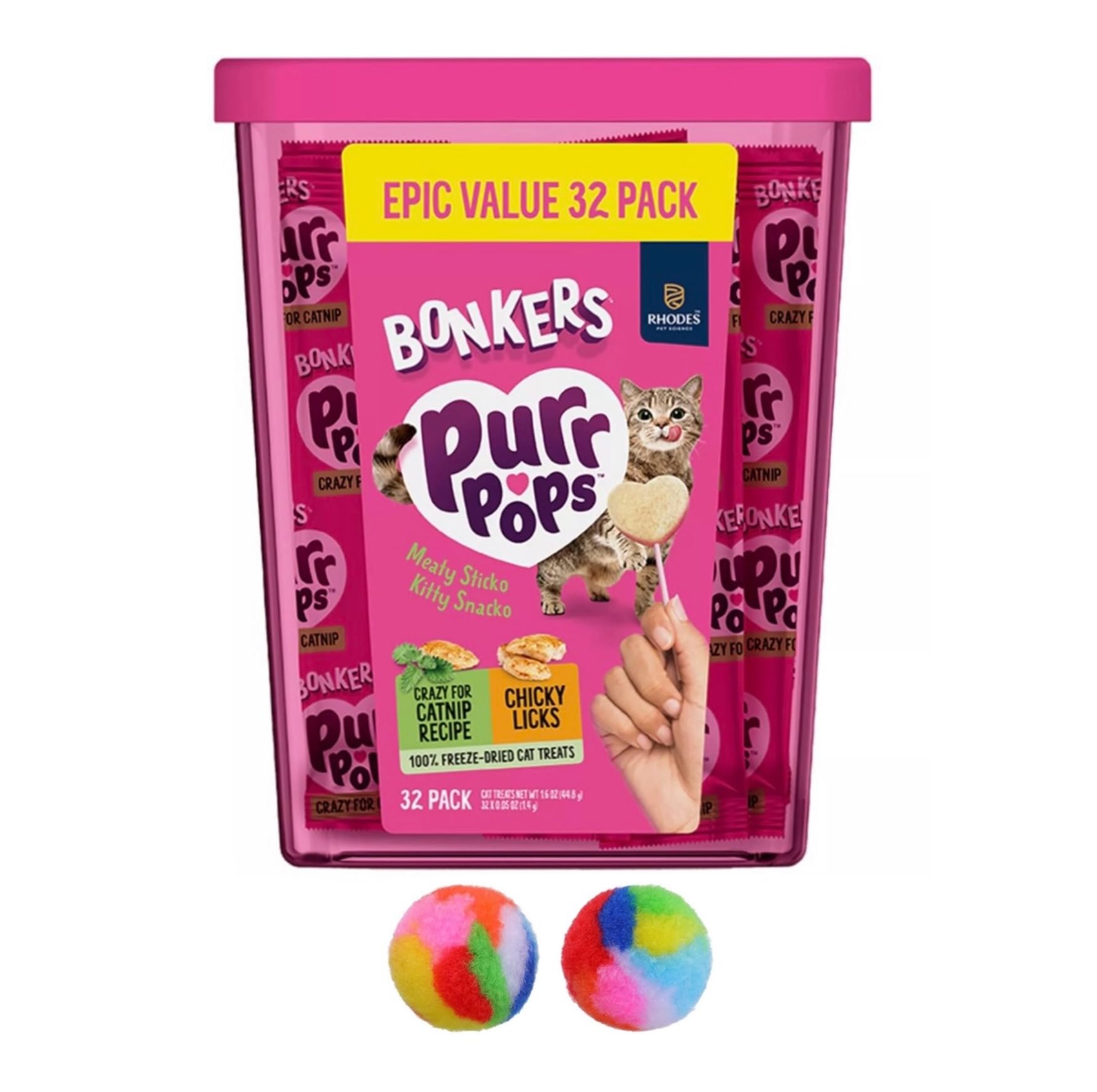 Bonkers Purrpops, lata cerrada, premio sabroso para entrenamiento y juego.