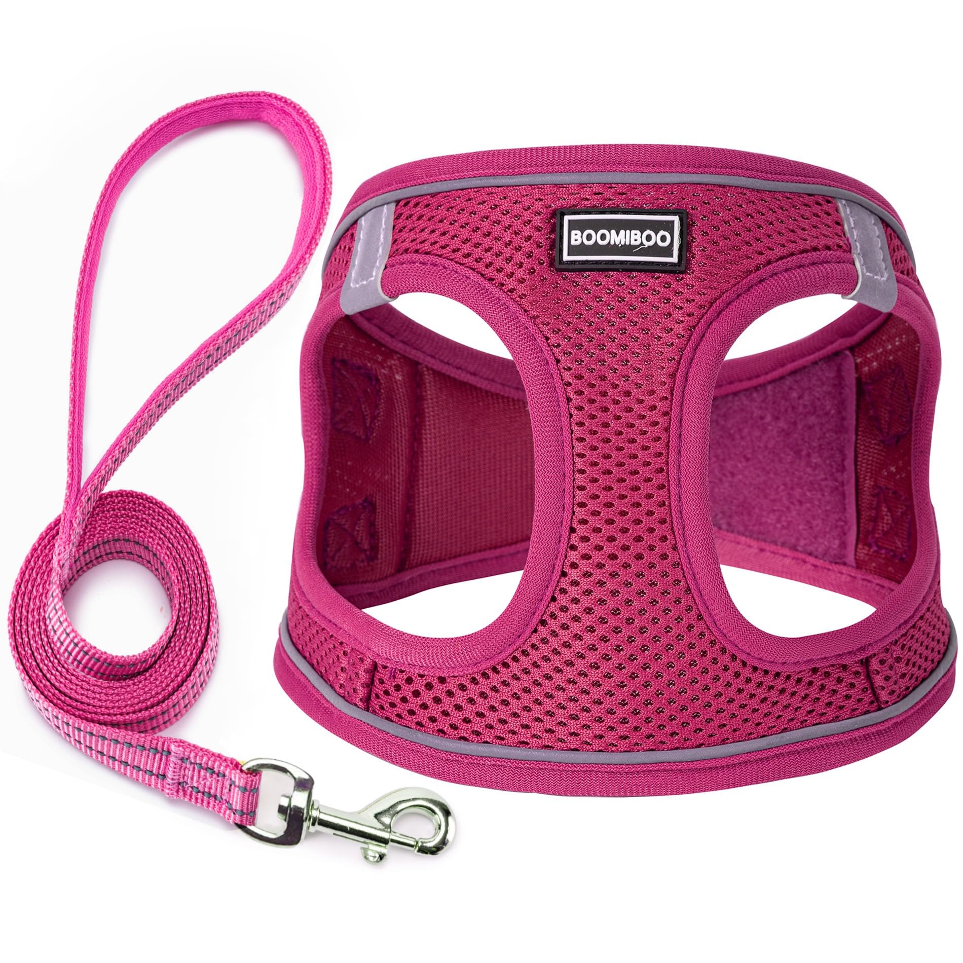 BOOMIBOO arnés para perro ajustable en rosa, cómodo y seguro para paseos diarios
