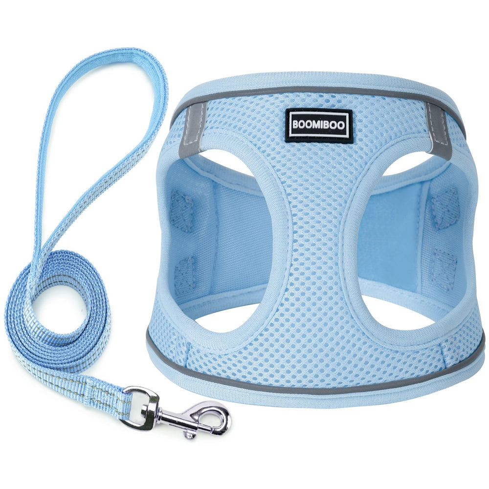 arnés boomiboo sin tirones en color azul cielo, ideal para paseos más seguros