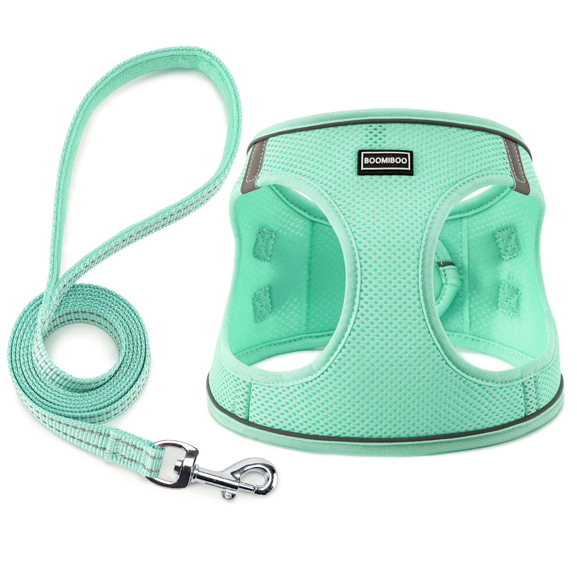 Arnés Boomiboo sin tirones y ajustable para paseos cómodos.