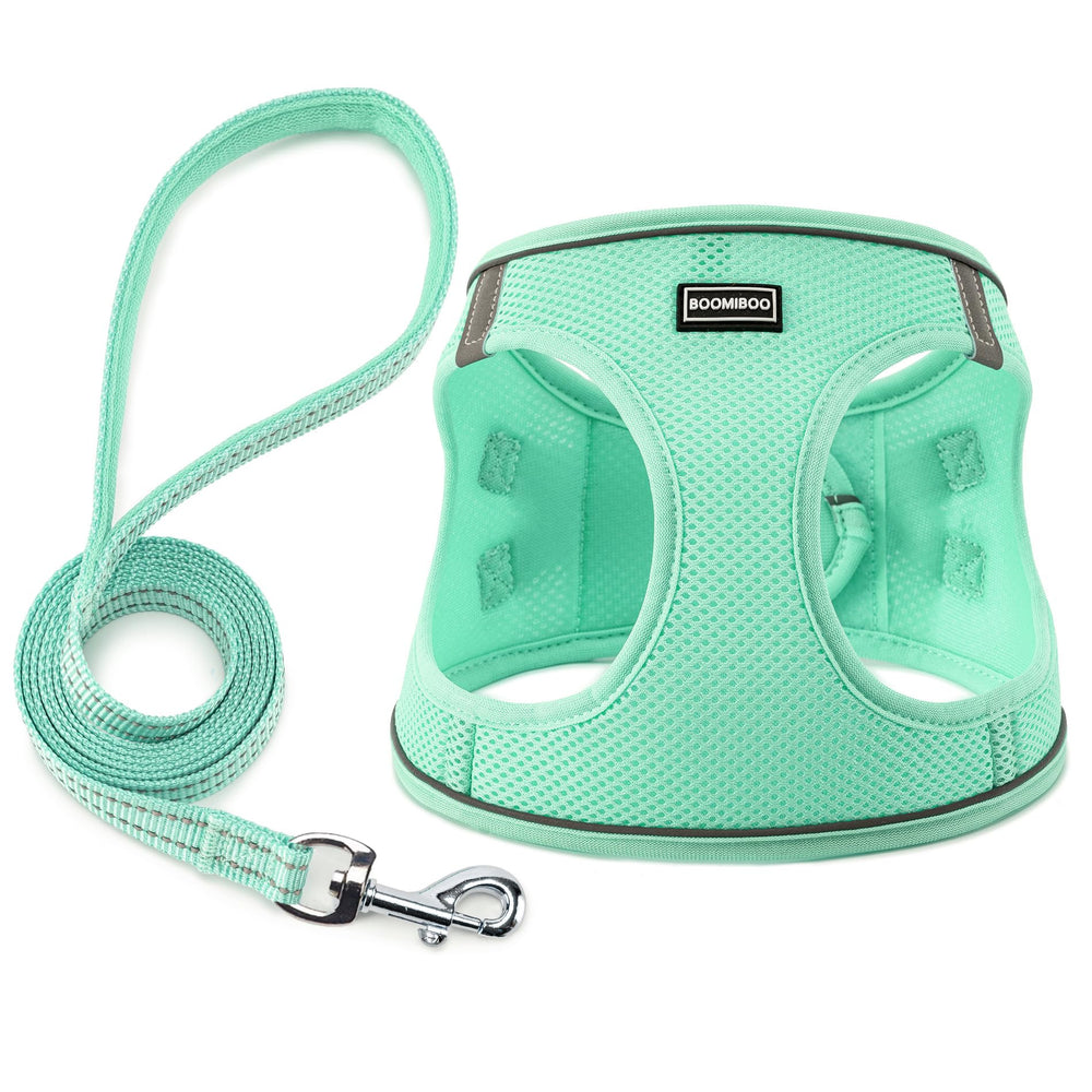 Arnés Boomiboo sin tirones y ajustable para paseos cómodos.