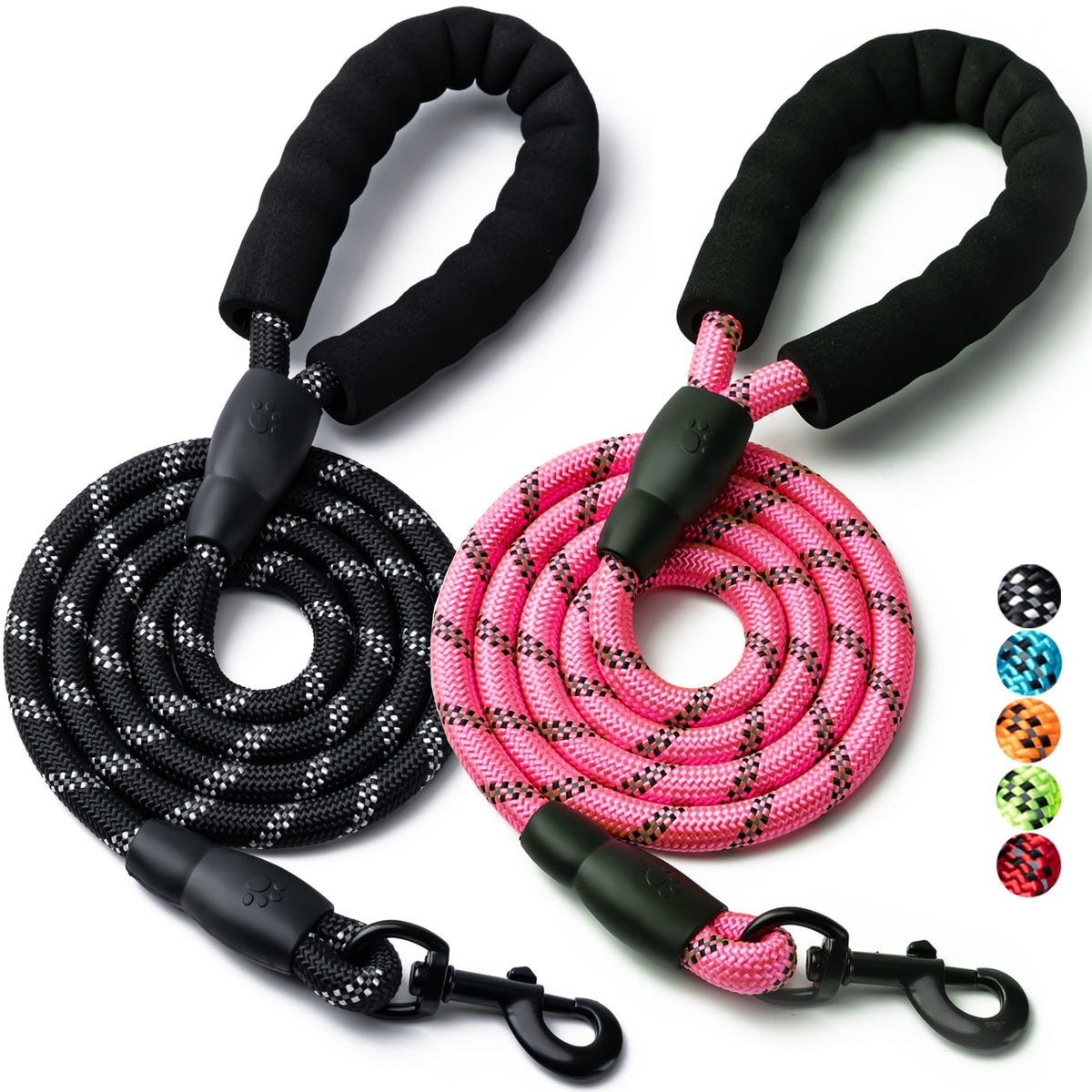 Correa BOOMIBOO para perro, conjunto de dos, longitudes 4–6 pies, paseo seguro.