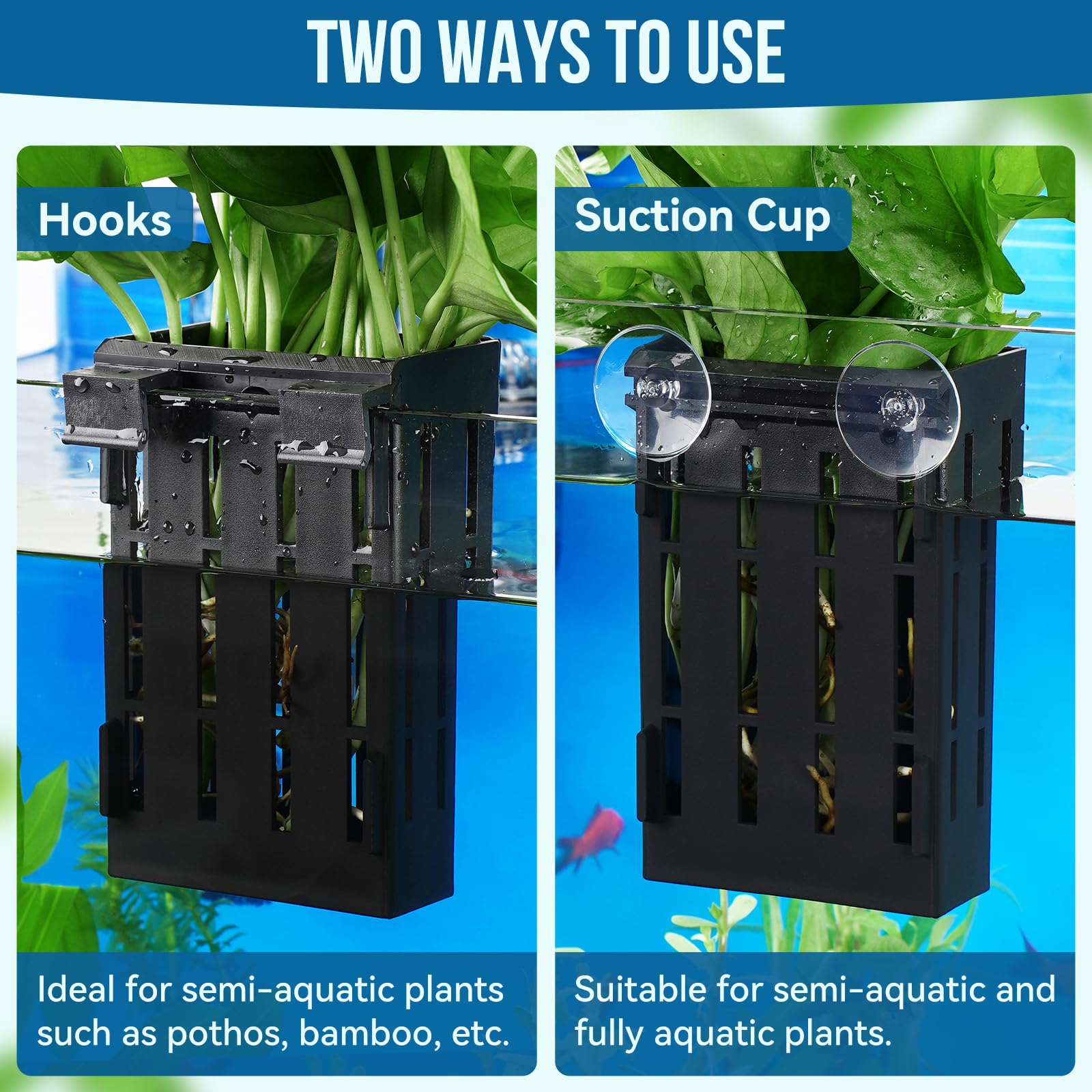 Borlech instalación doble modo colgado o con ventosas para acuario.