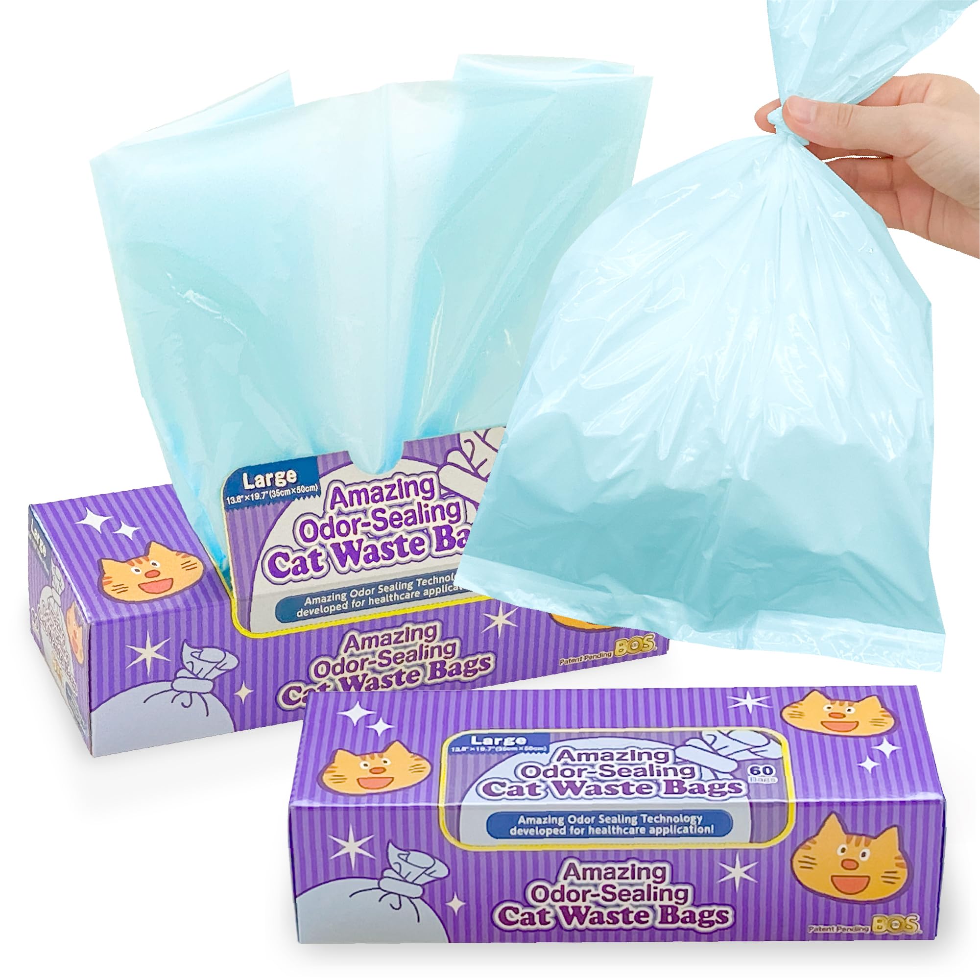 BOS bolsas para desechos de gato con sellado de olor y uso cómodo