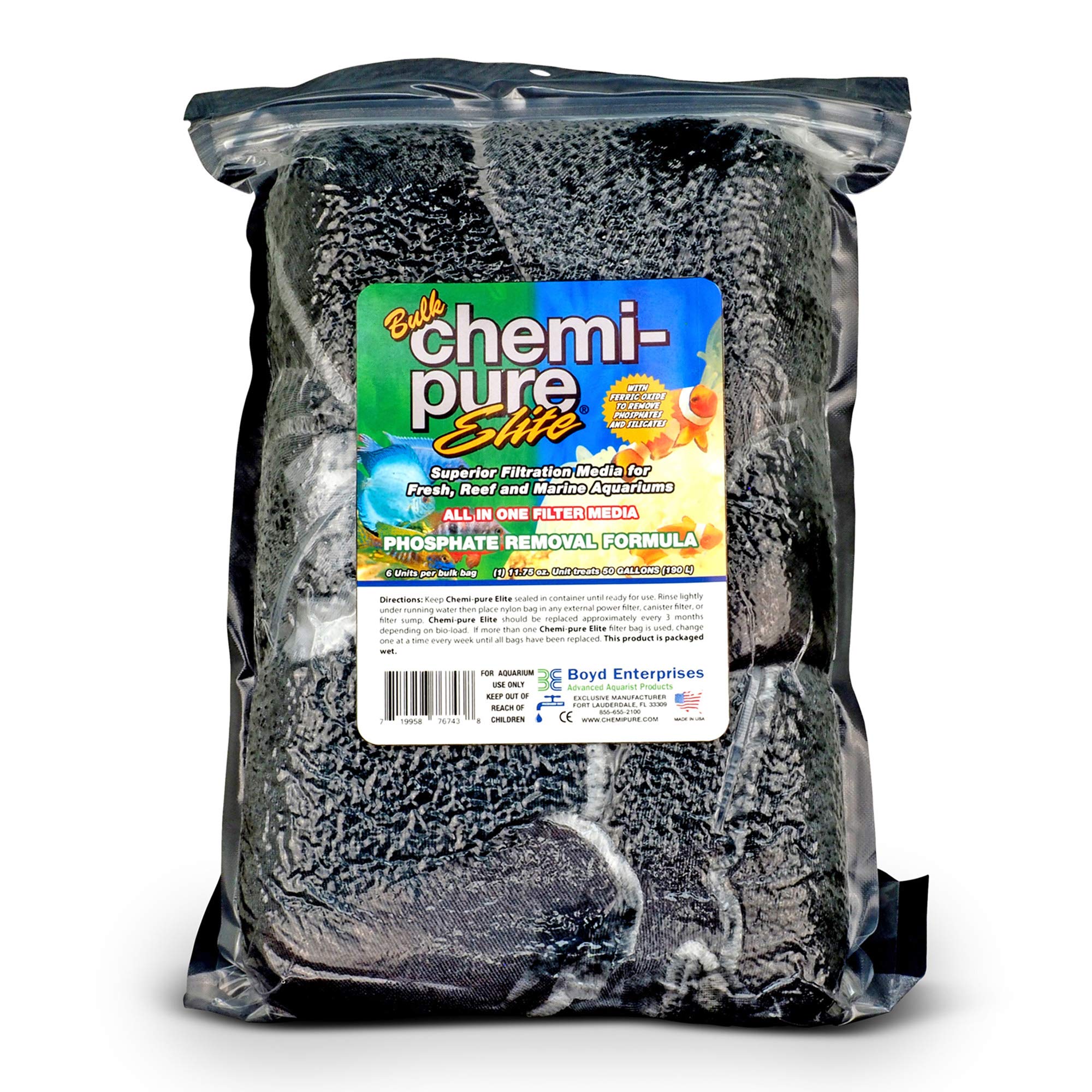 Boyd Enterprises Chemi Elite mantiene el agua cristalina en acuarios.