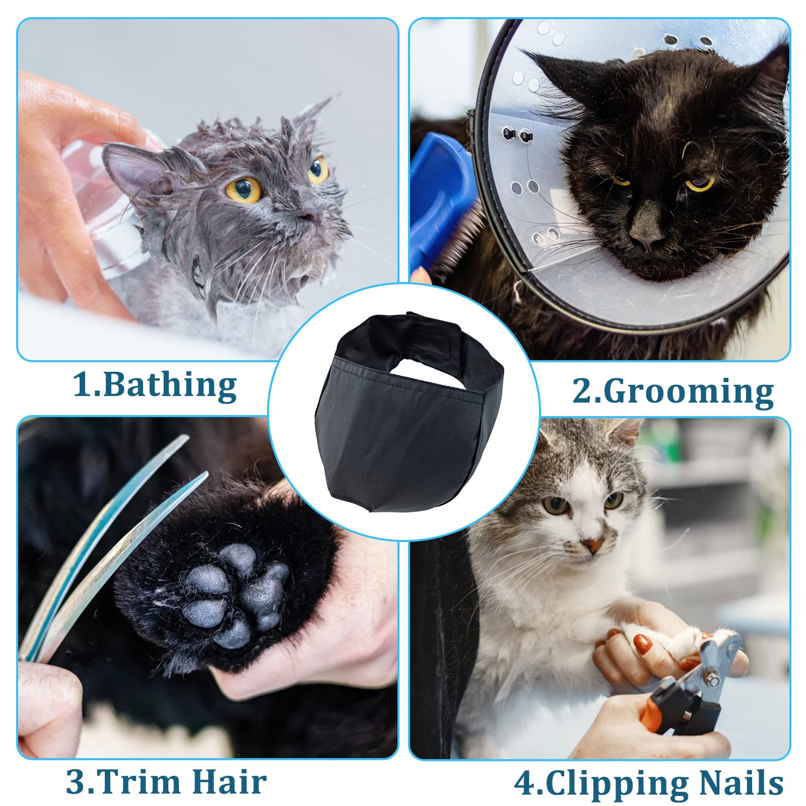 Bozal para gato con malla transpirable, perfecto para paseos al aire libre.