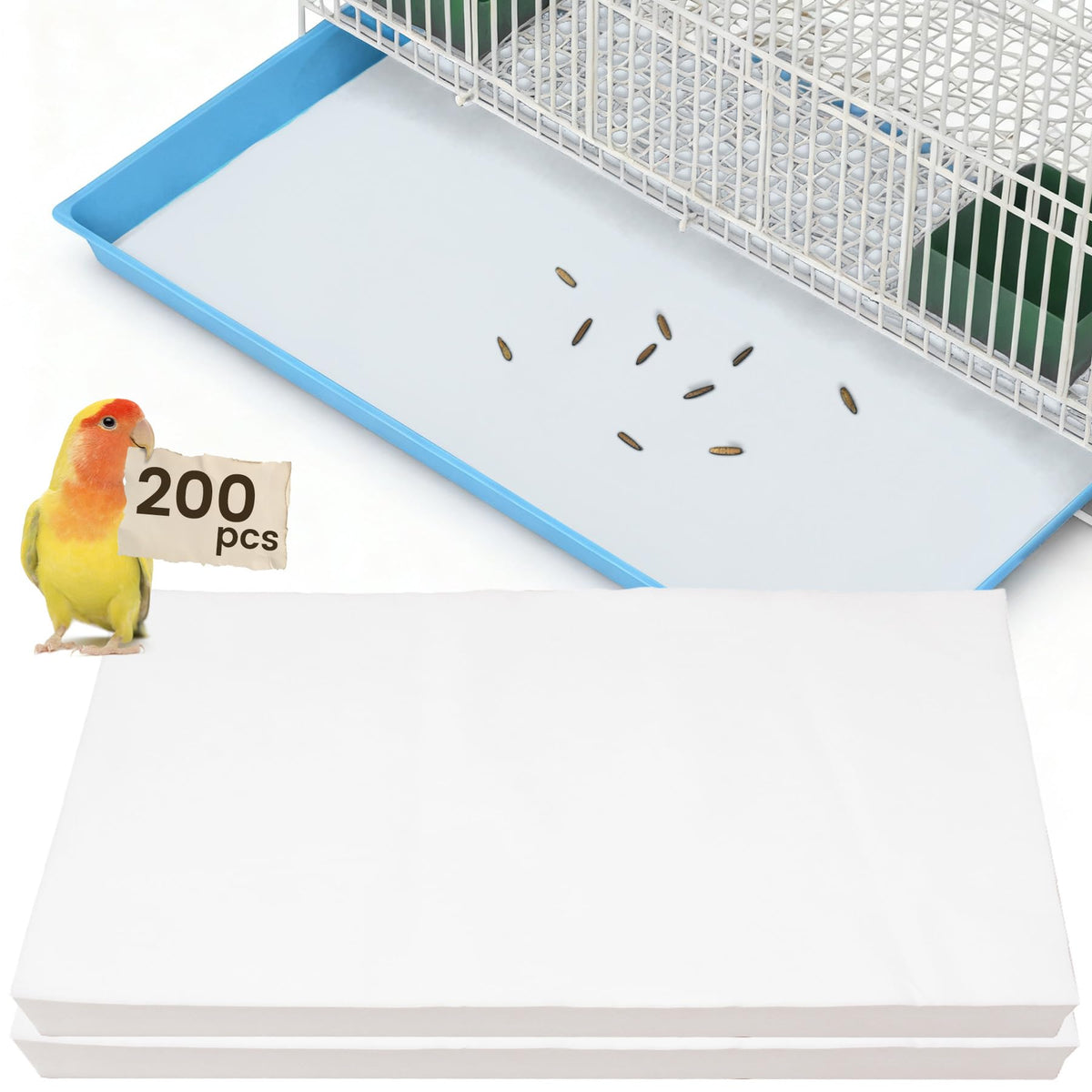 BREENHILL bandeja desechable para jaula de aves, tamaño 23.6x16.9 pulgadas, facilita la limpieza