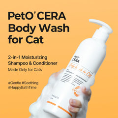 Etiqueta de Breezytail PetO’Cera destacando fórmula hipoalergénica para gatitos.