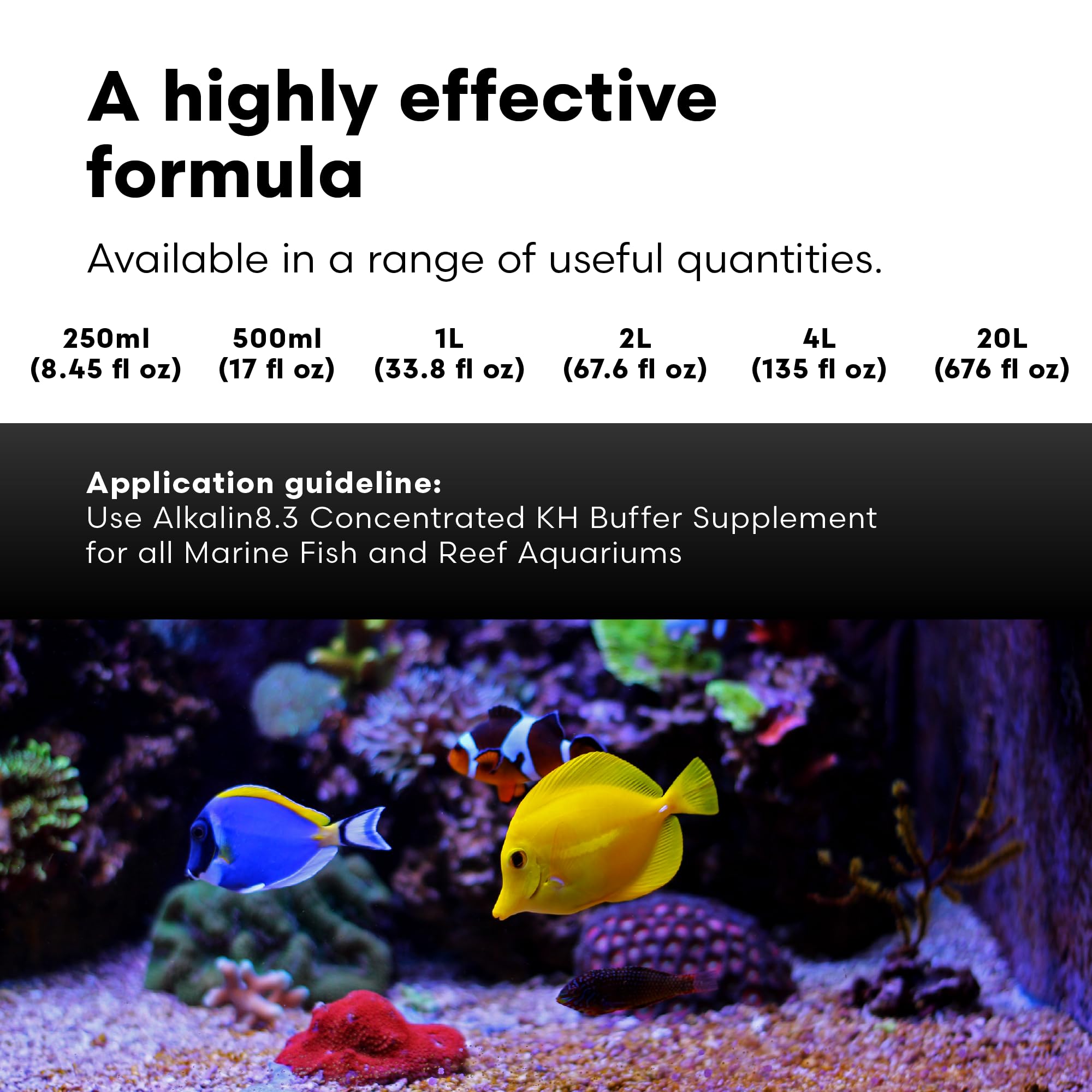 Brightwell Alkalin8.3: tamaños 250ml fácilmente integrables en el acuario