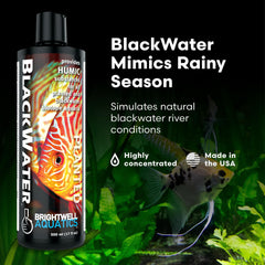 Brightwell Aquatics BlackWater etiqueta detallada y coloración natural