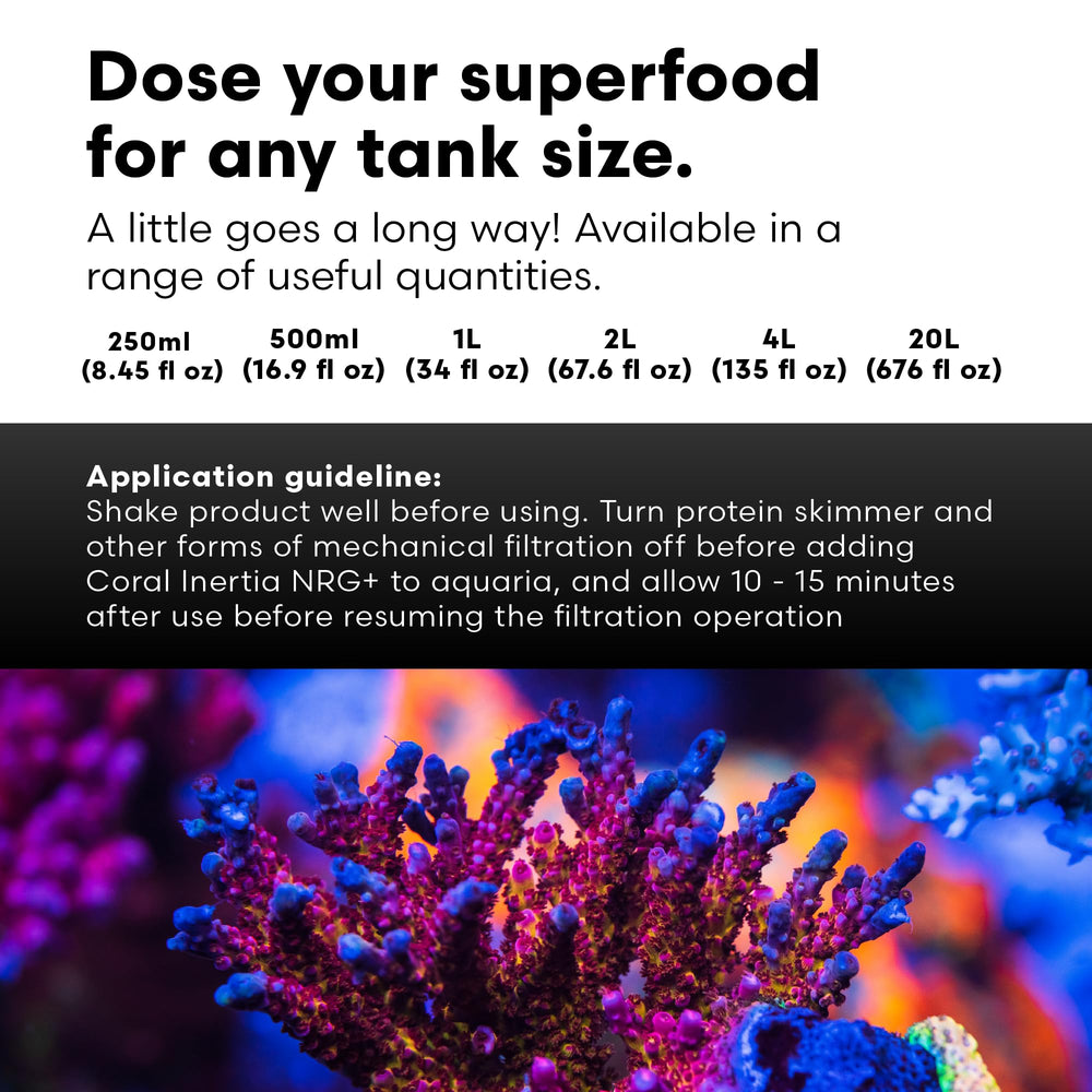 Uso de Coral Inertia NRG+ como alimento para corales y aliados
