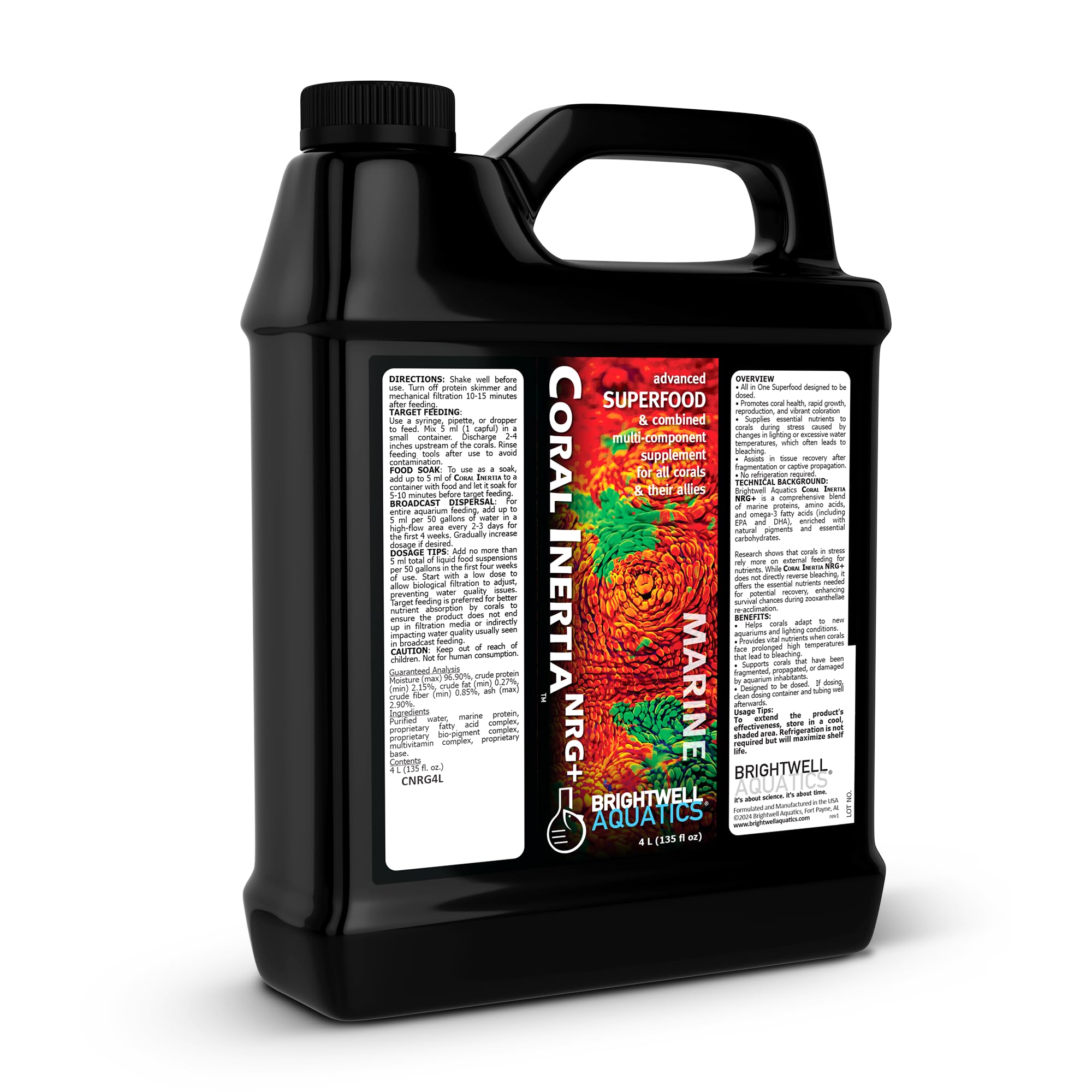 Brightwell Aquatics Coral Inertia NRG+ en envase para alimentación de corales.