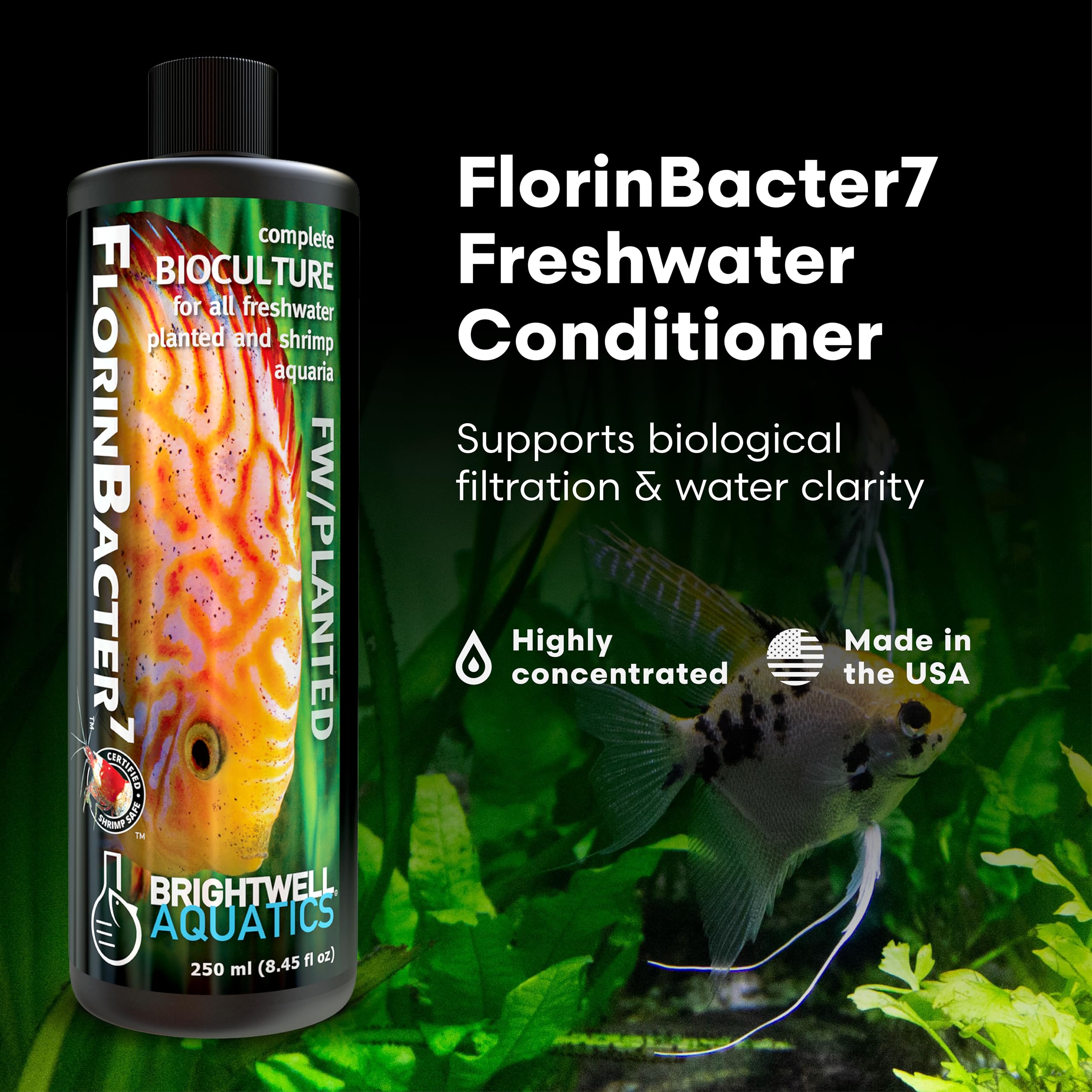 FlorinBacter7 mejora la claridad del agua en un acuario plantado.