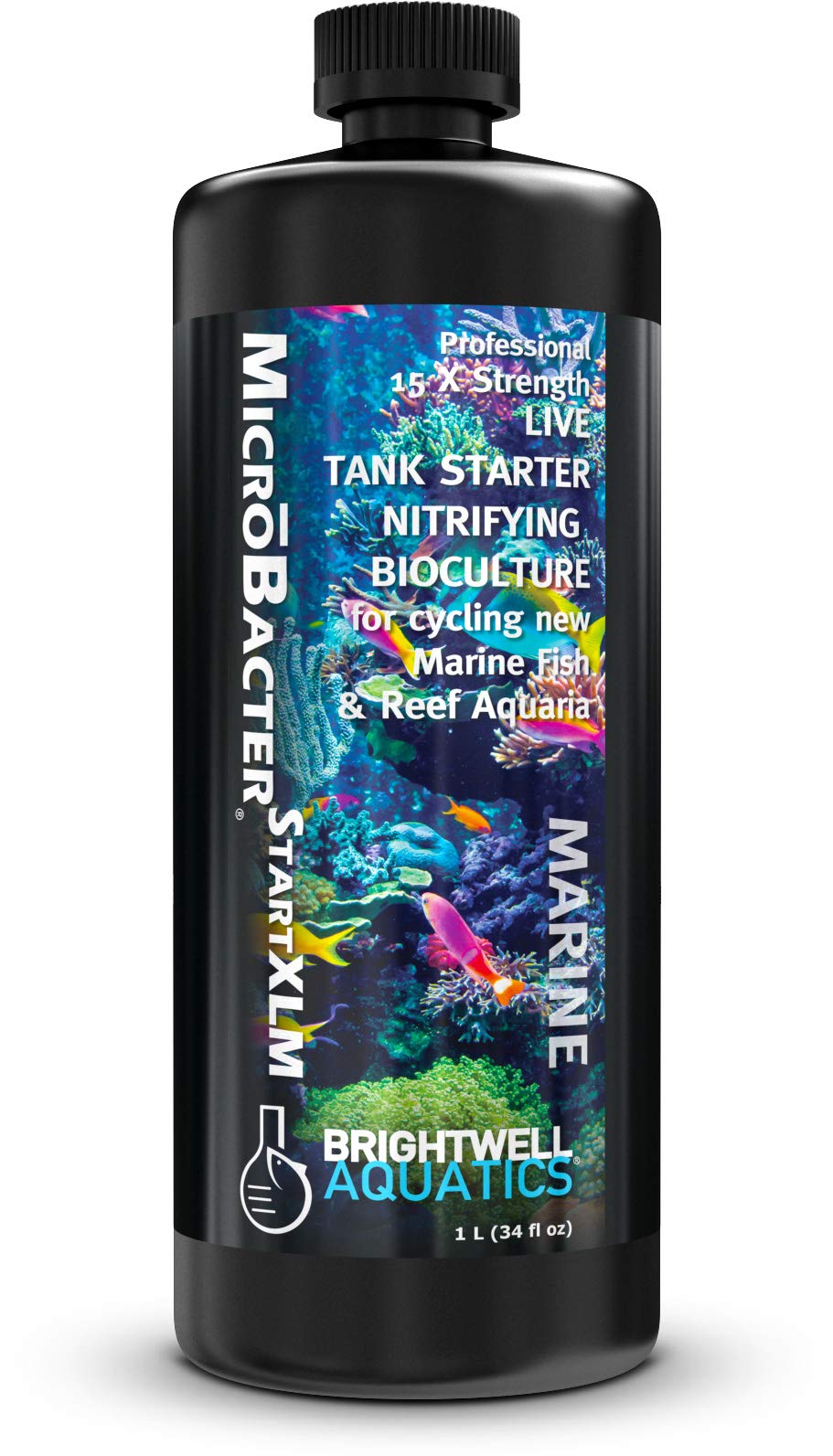 Brightwell Aquatics MicroBacter Start XLM vertiendo en acuarios para iniciar el ciclo de nitrógeno.