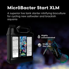 Brightwell Aquatics MicroBacter Start XLM, etiqueta-ingredientes, revela la fórmula avanzada para nitrificación.