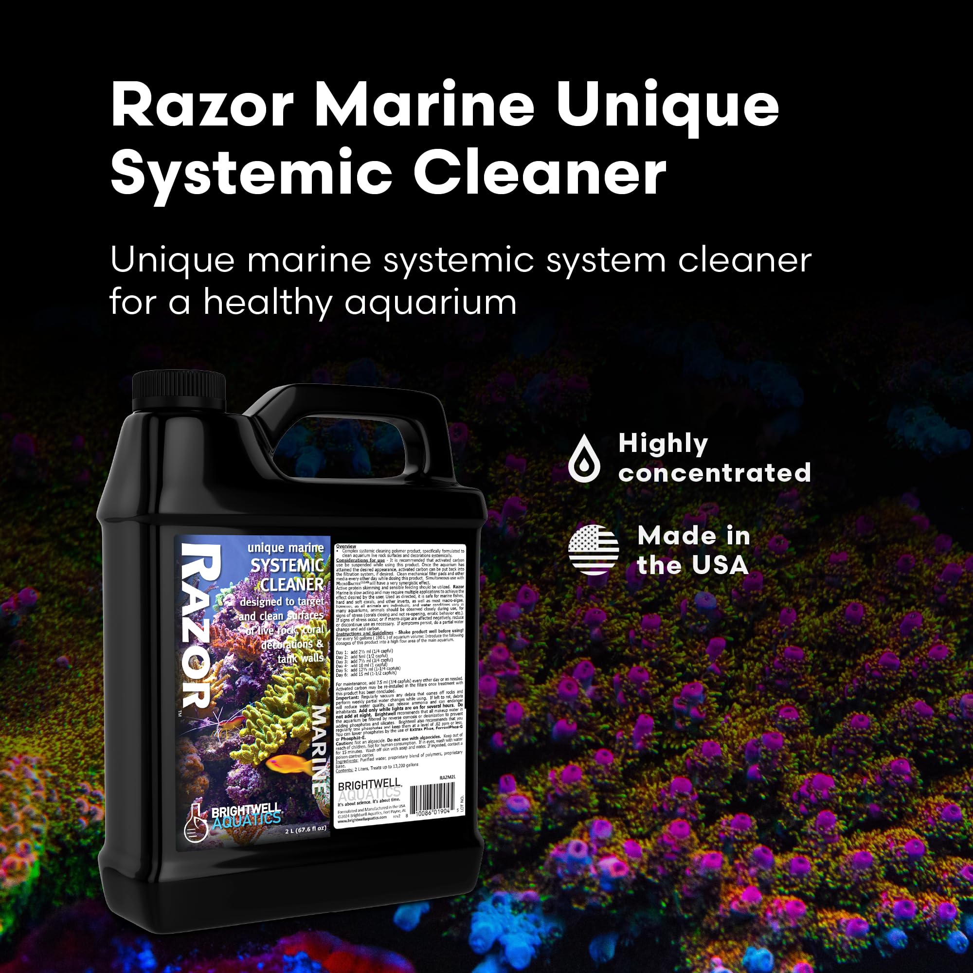 Brightwell Razor Marine limpia el vidrio del acuario para visión nítida
