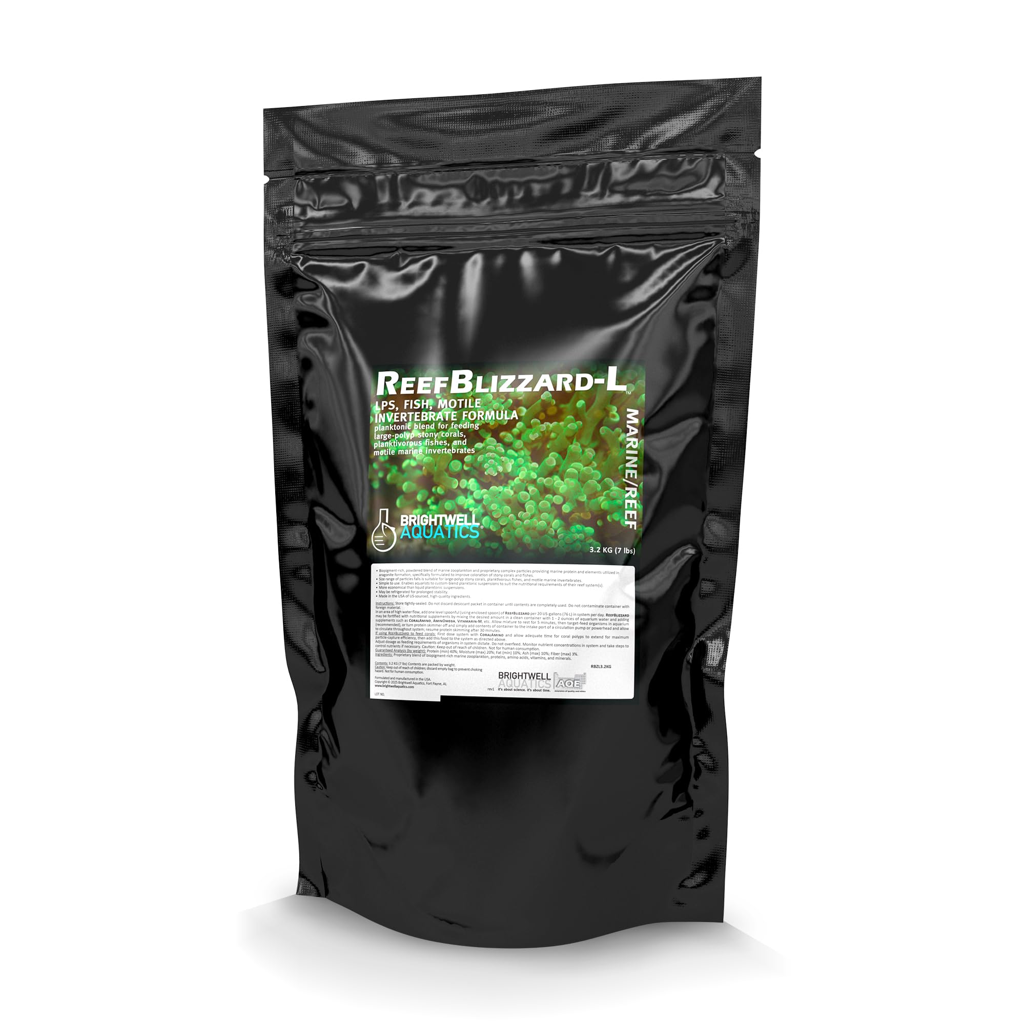Brightwell Aquatics Reef Blizzard L, polvo planktonico para corales, mejora coloración y nutrición marina.