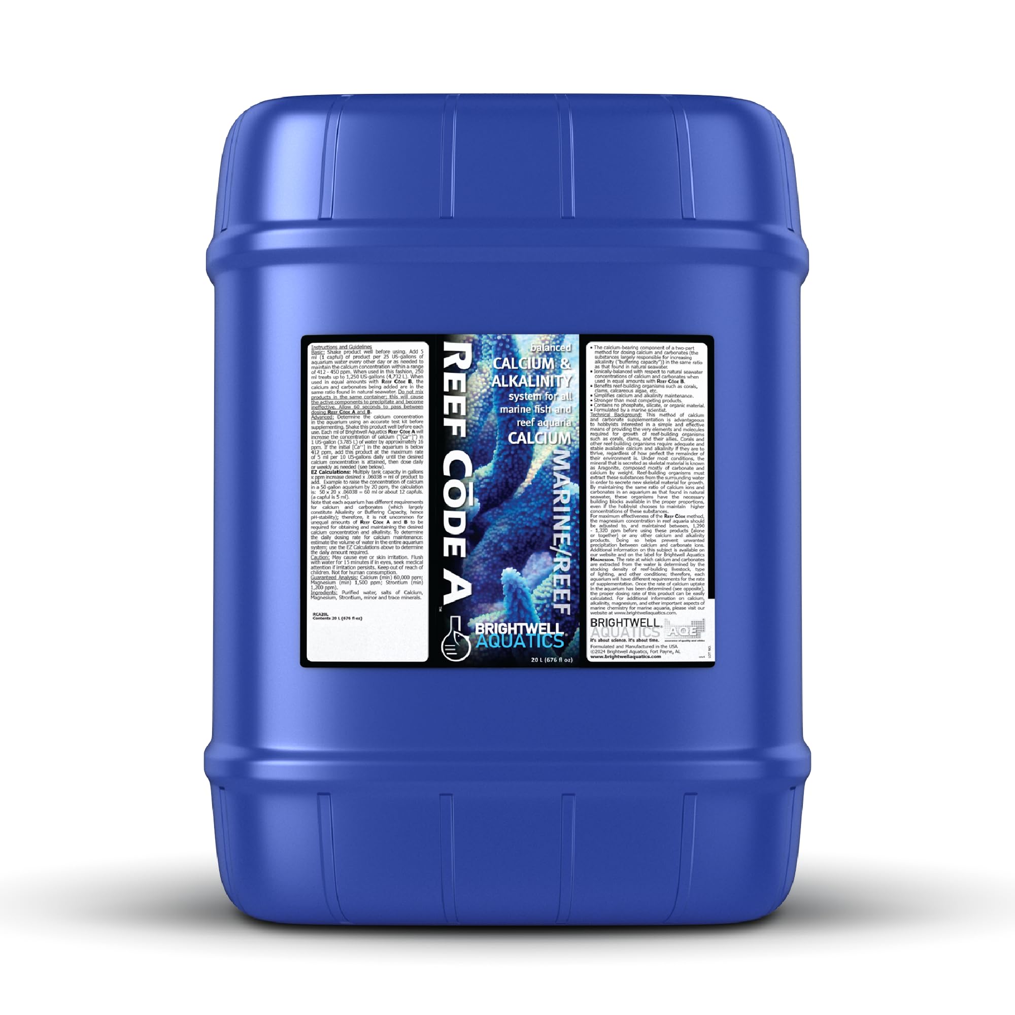 Brightwell Aquatics Reef Code A: botella para dosificación de calcio.