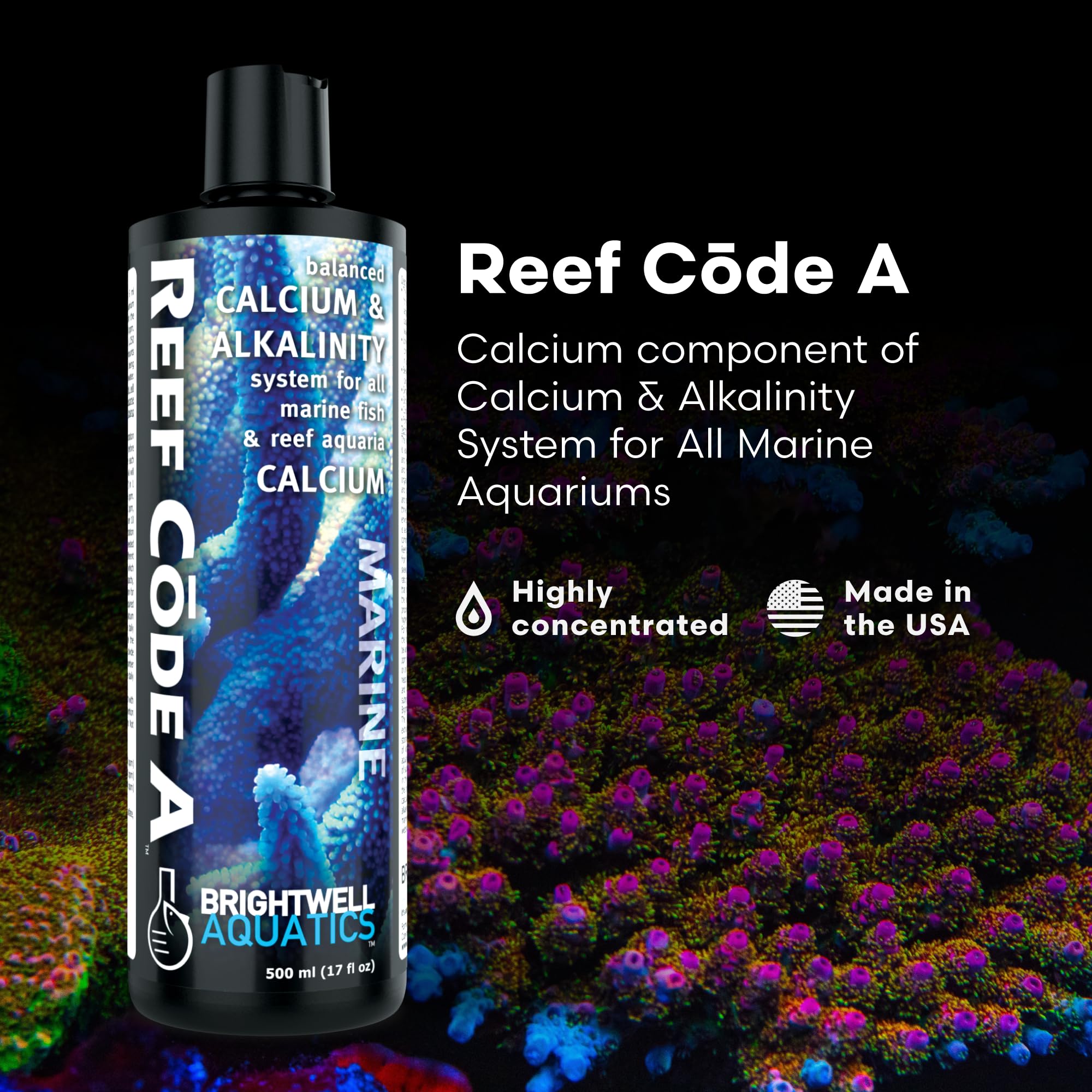 Etiqueta frontal de Reef Code A con indicaciones de uso.