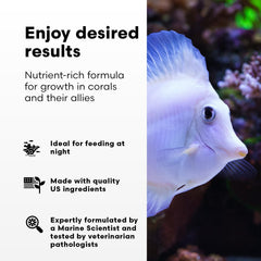 Brightwell Aquatics Reef Snow, proteínas y lípidos marinos, favorece crecimiento de tejidos y esqueletos.