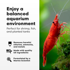 Brightwell Aquatics Shrimp Prep libre de fosfato y silicato para acuarios plantados.
