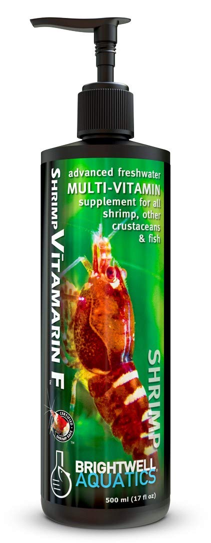 Brightwell Aquatics Shrimp Vitamarin F, botella: suplemento para mejorar salud y color de camarones.