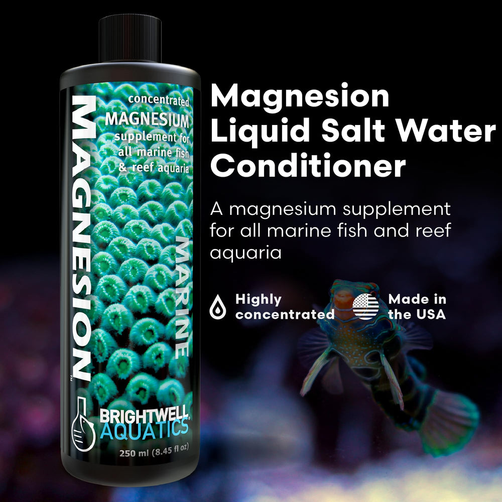 Brightwell Magnesion Líquido: etiqueta frontal que muestra la concentración para uso continuo.