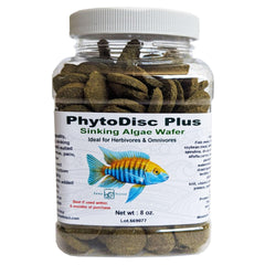 Brine Shrimp Direct PhytoDisc Plus pastillas spirulina, opción nutritiva para peces herbívoros y omnívoros.