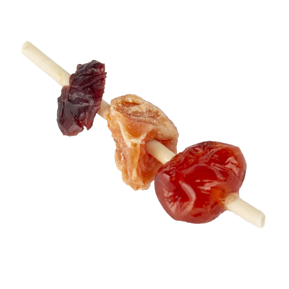Palito comestible facilita la entrega de la brocheta a tu mascota.
