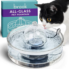 Brook fuente de vidrio para mascotas, higiene y limpieza superiores