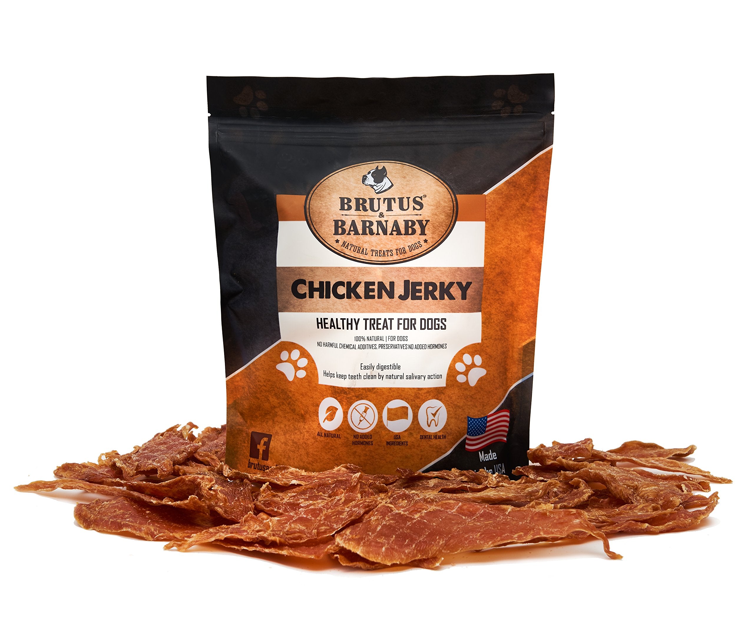 Brutus & Barnaby tiras de pollo deshidratadas crujientes para perros y gatos