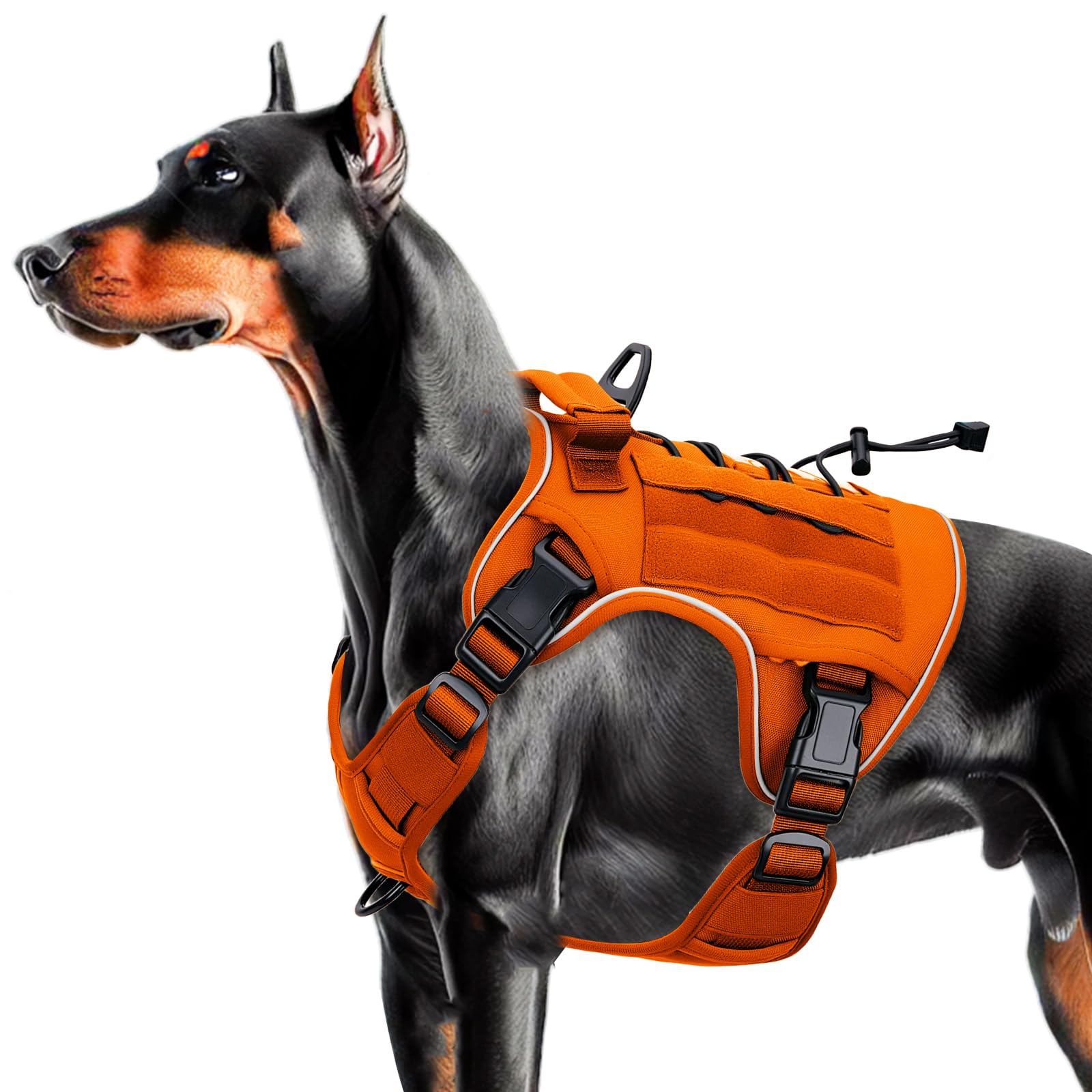 Bruvoalon arnés táctico durable para perro grande en naranja, cómodo para paseos diarios.