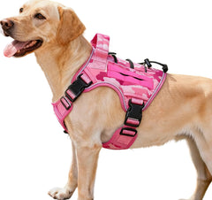 Bruvoalon arnés táctico rosa camuflaje para perros grandes, duradero y cómodo