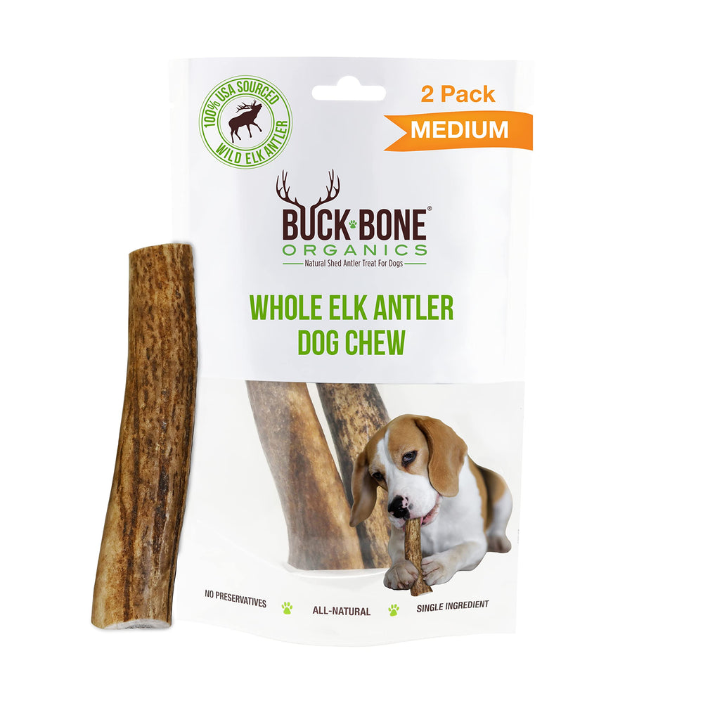 Buck Bone Organics masticables con cuerno de ciervo, para masticación prolongada y natural