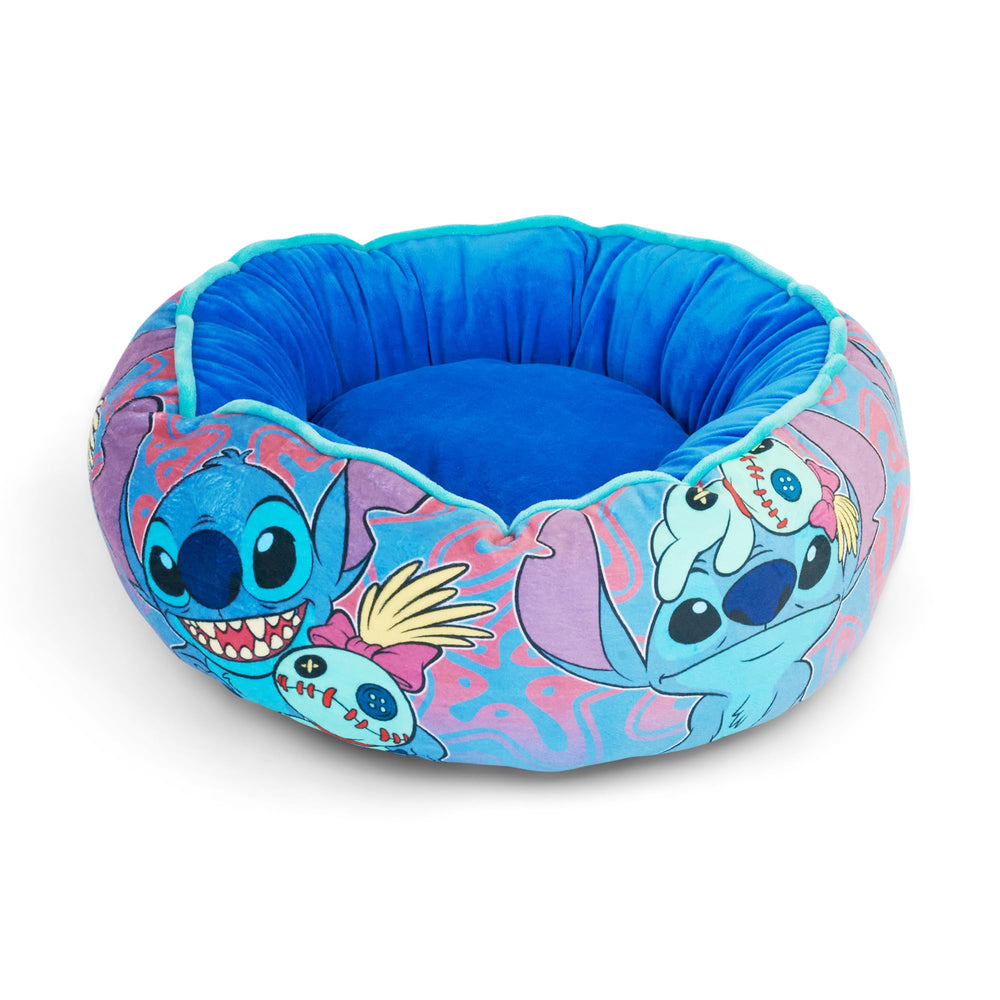 Buckle-Down cama en forma de rosquilla Stitch Scrump, rosquilla azul lavanda para mascotas.
