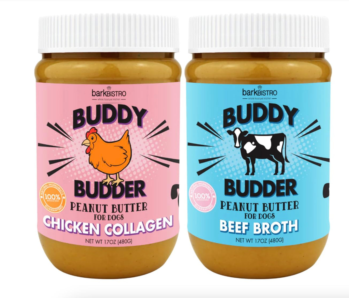 buddy budder caldito de res para perros vertido en cuenco, sabroso y práctico