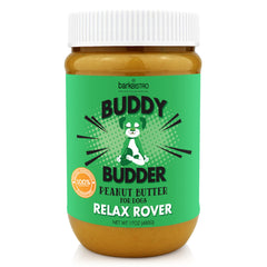 Buddy Budder Relax Rover Frasco: mantequilla de maní natural para premiar y calmar durante el día.