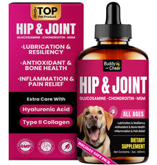 BuddyCheer glucosamina para perros: bote con etiqueta legible para dosis diarias.