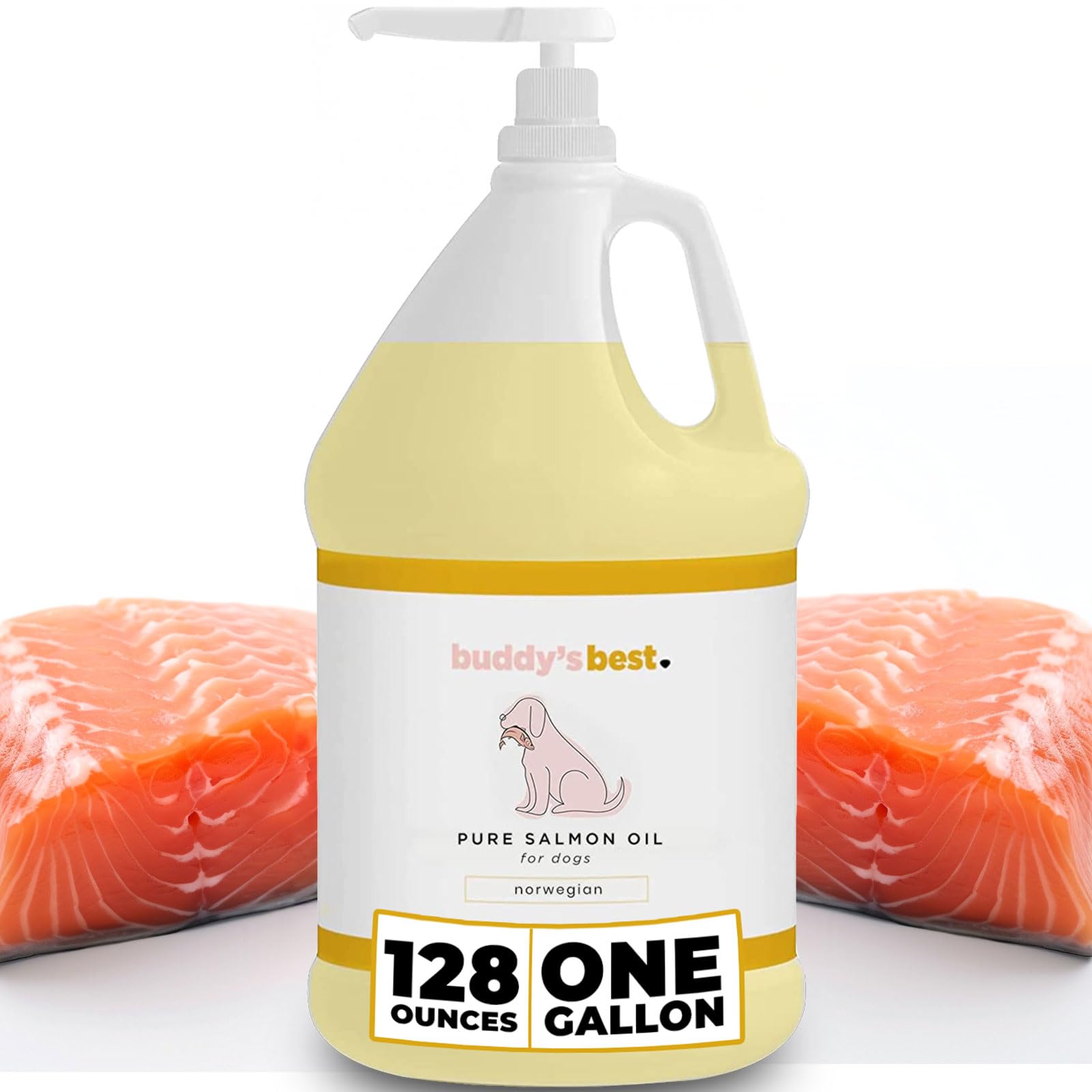 Buddy’s Best aceite de salmón para perros, botella 128 oz, promueve pelaje saludable